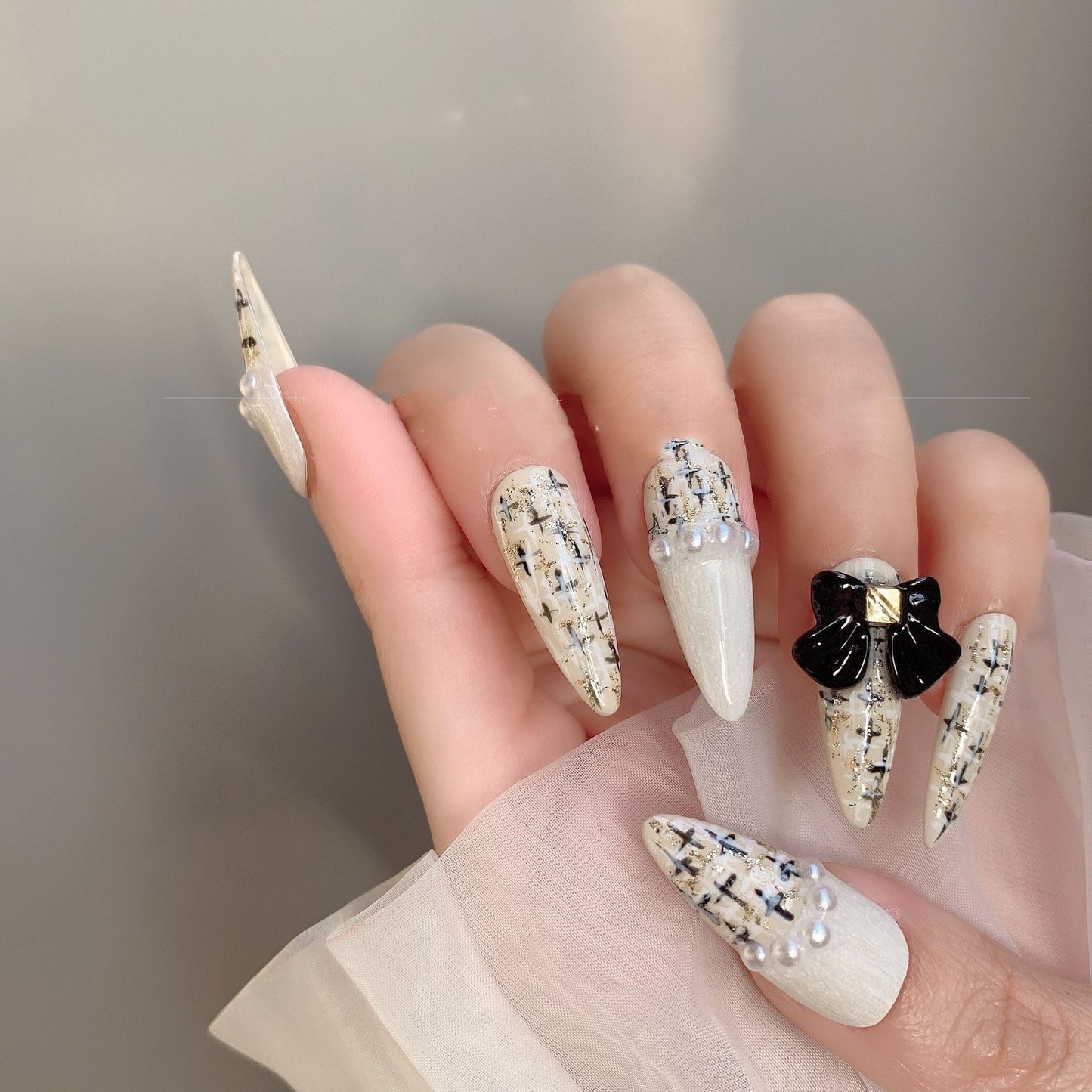 Light Luxury Tweed Nail Patches for a Premium Nail Art Look.