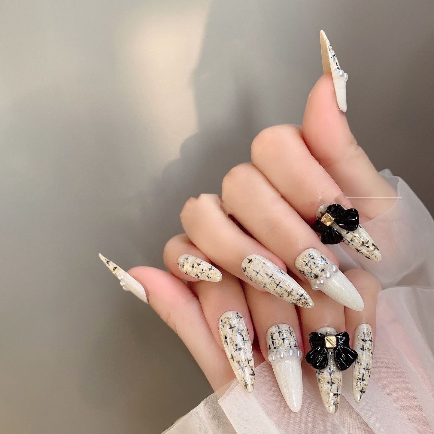 Light Luxury Tweed Nail Patches for a Premium Nail Art Look.