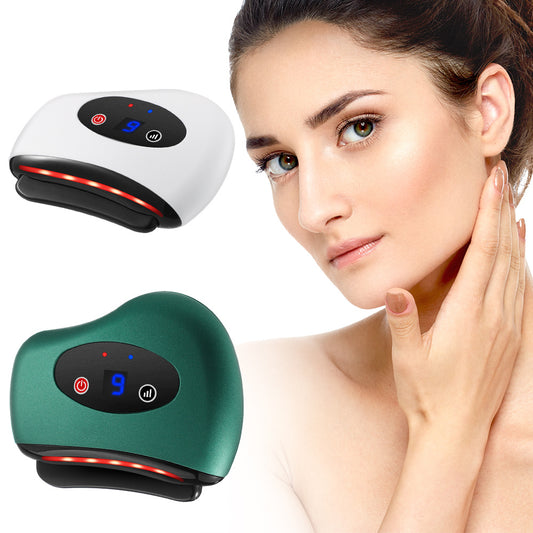 Electric Bianstone Gua Sha Board with Heating & Vibration for Skin Lifting, Wrinkle Removal, Lymphatic Drainage, and Facial/Neck Massaging.