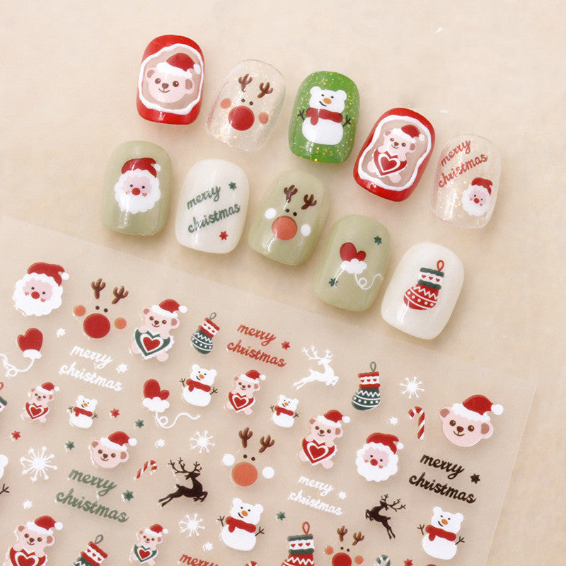 Santa Claus Cartoon Nail Art Stickers.