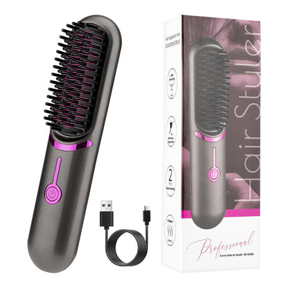 Wireless USB Charging Straightening Comb for Hair Styling.