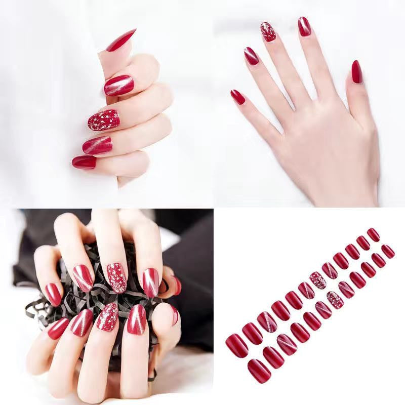 Nail Art Crown Bow Knot Design with Drill Fake Nail Patches.