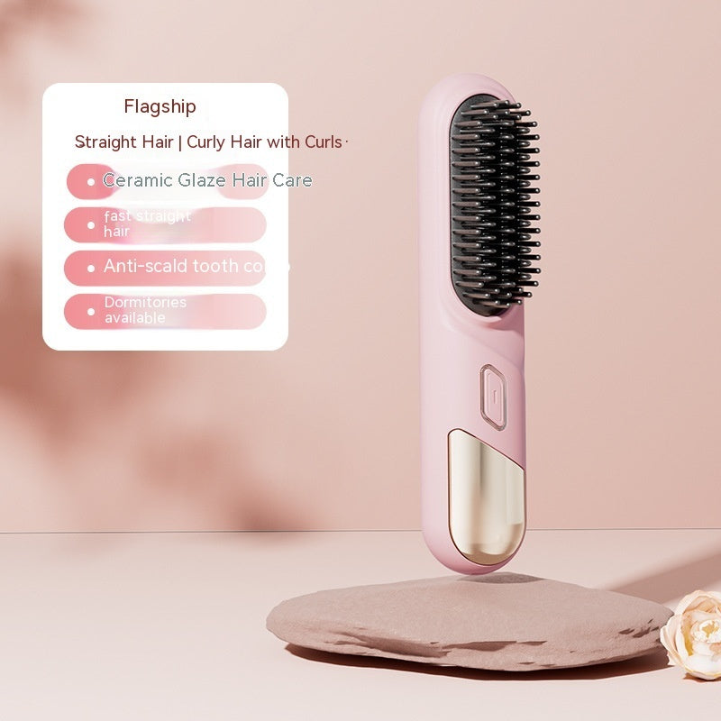 Portable Dual-Purpose Wireless Straightening Comb with Anion Hair Care.