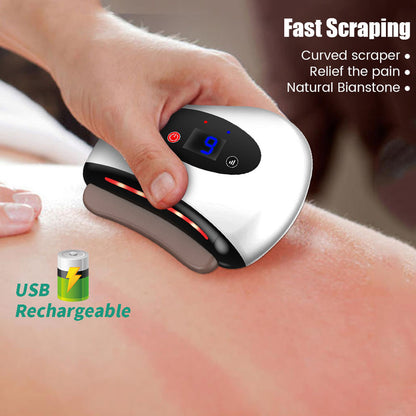 Electric Bianstone Gua Sha Board with Heating & Vibration for Skin Lifting, Wrinkle Removal, Lymphatic Drainage, and Facial/Neck Massaging.