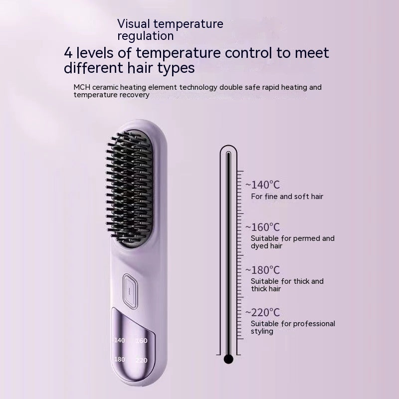 Portable Dual-Purpose Wireless Straightening Comb with Anion Hair Care.