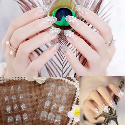 Nail Art Crown Bow Knot Design with Drill Fake Nail Patches.