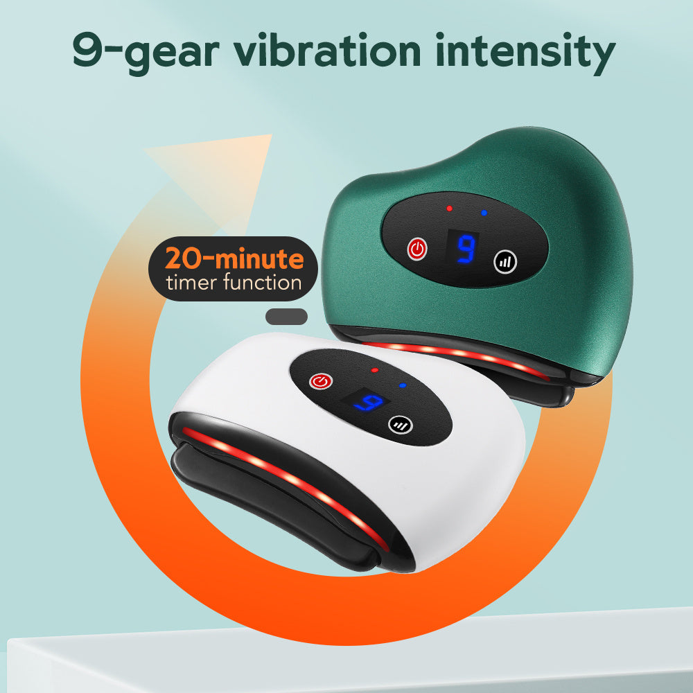 Electric Bianstone Gua Sha Board with Heating & Vibration for Skin Lifting, Wrinkle Removal, Lymphatic Drainage, and Facial/Neck Massaging.