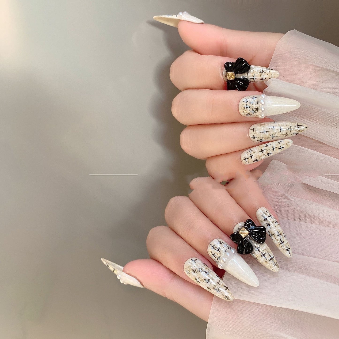 Light Luxury Tweed Nail Patches for a Premium Nail Art Look.