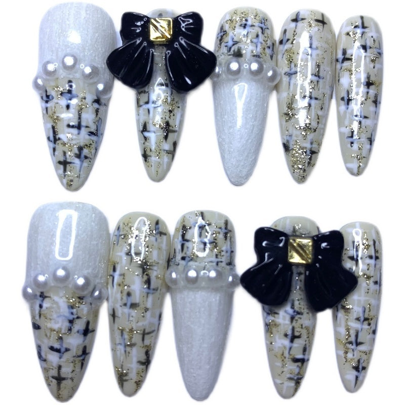 Light Luxury Tweed Nail Patches for a Premium Nail Art Look.