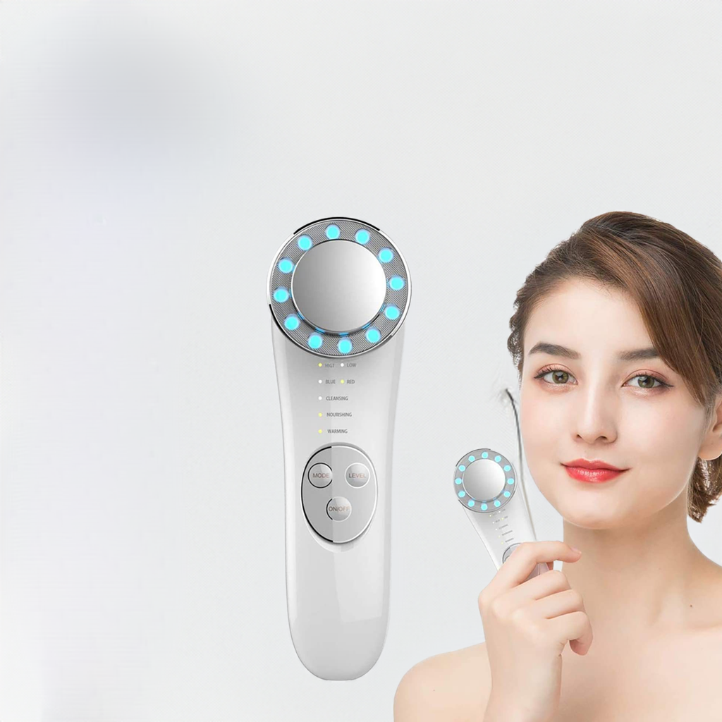 7-in-1 Facial Massager & Skin Care Tool: Galvanic, High-Frequency, Face Lifting, Tightening, and Anti-Aging Machine.